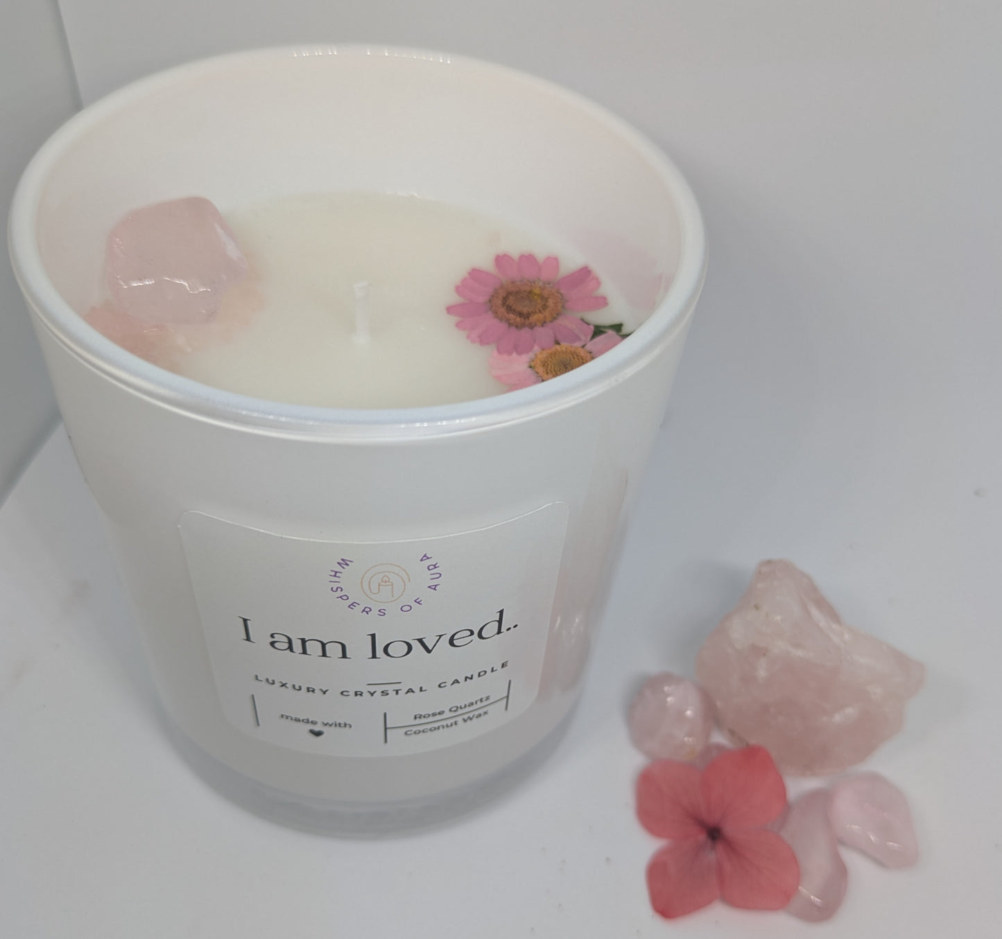 I am loved.... Luxury Rose Quartz Candle